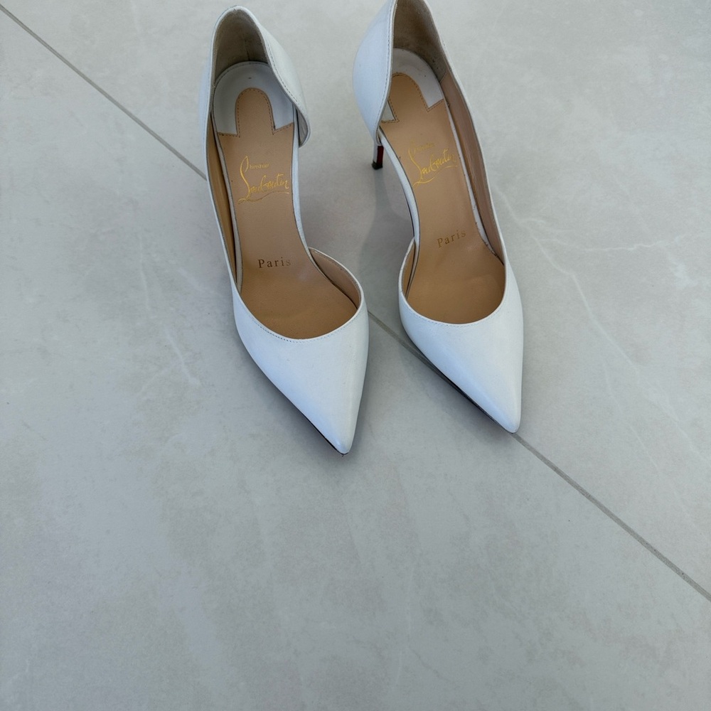 Christian Louboutin White Pointed D'Orsay Stiletto Pumps